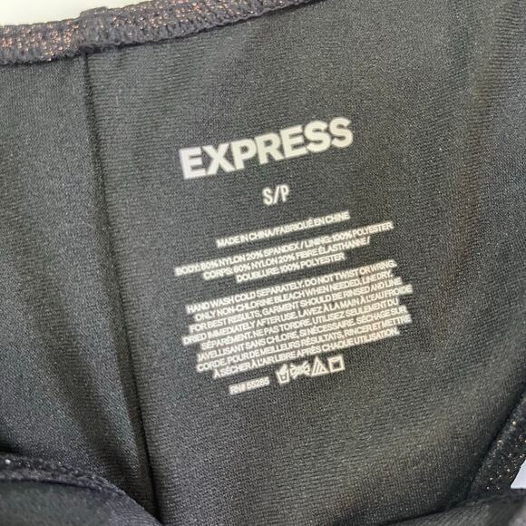 EXPRESS Small Ribbed Bikini Bronze Metallic Shiny Black Copper Underwire‎ Cheeky - Picture 8 of 9